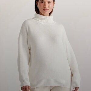 Quince 100% Organic Cotton Turtleneck Sweater in Ivory- XS